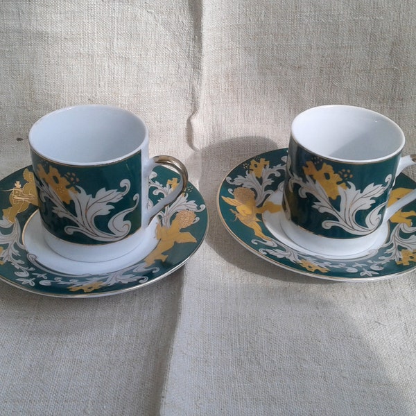 lot de 2 tasses à motifs floraux et anges