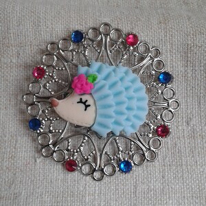 brooch "blue hedgehog"