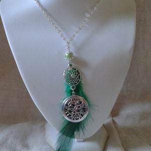 collier aromathérapie &quot;attrape rêves et plume&quot;