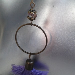 earrings &quot;ring and purple pompom&quot;