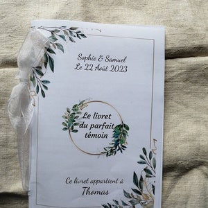 livret du parfait témoin " homme", personnalisable, 3 modèles au choix