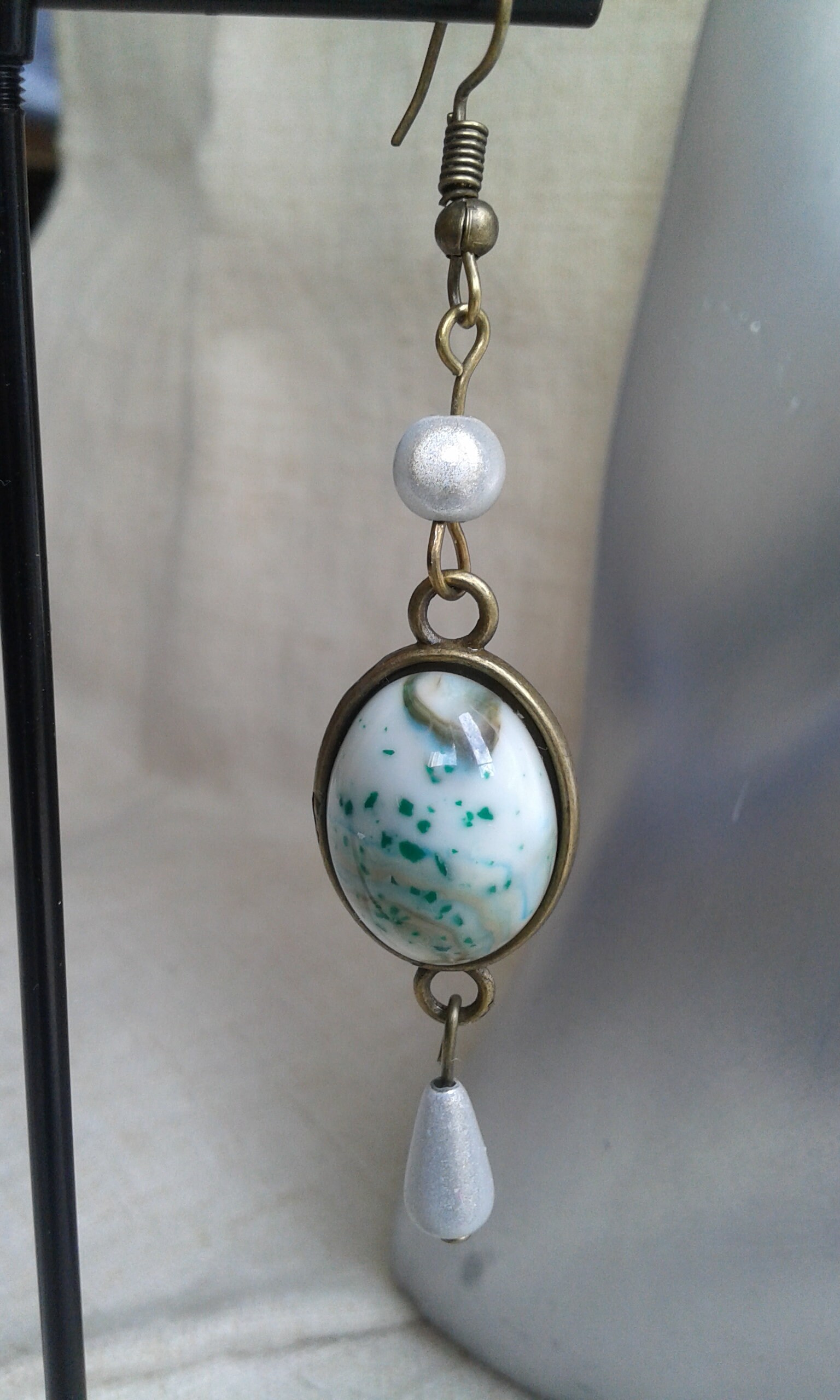 Boucles D'oreilles Pendantes POP ART - Cabochon Rond, Illustration Décapotable - Création Didoulaine