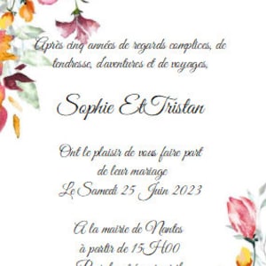 ensemble invitation de mariage, modèles fleurs pastel, personnalisables
