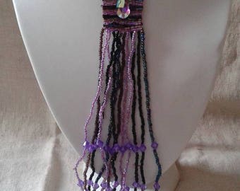 necklace "tie black and purple beads"