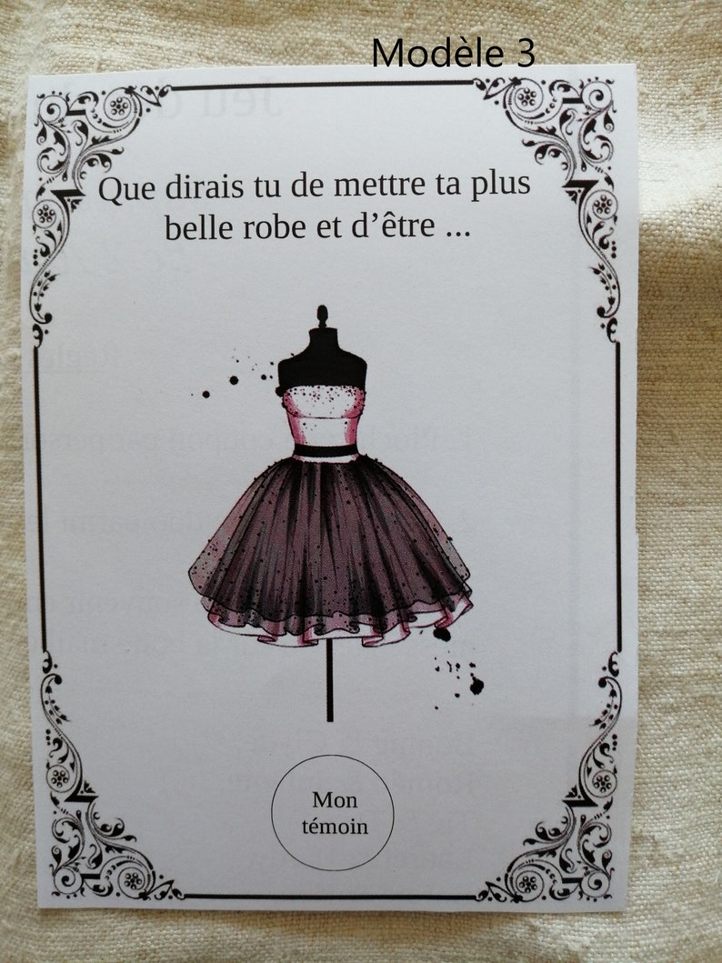 carte à gratter "demande de témoin femme", 3 modèles au choix, personnalisable 画像 3