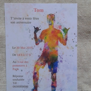 Lot de 8 cartes d'invitation anniversaire enfant - Mixte Fille ou Garçon -  Football - Peinture en Aquarelle