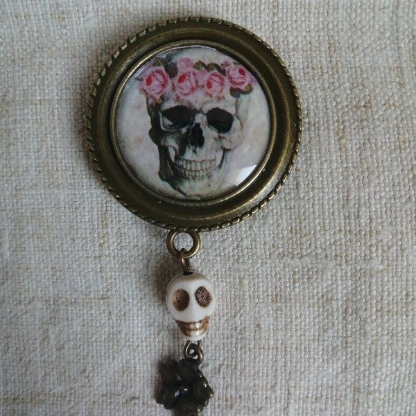 broche "tête de mort boho"