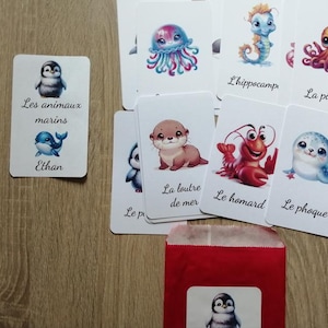 jeux de cartes éducatives pour enfant, modèle "animaux marins"