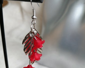 boucles d'oreilles "fleurs rouges"