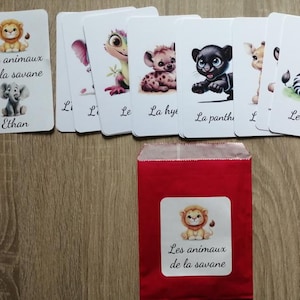 jeux de cartes éducatives pour enfant, modèle "animaux de la savane"
