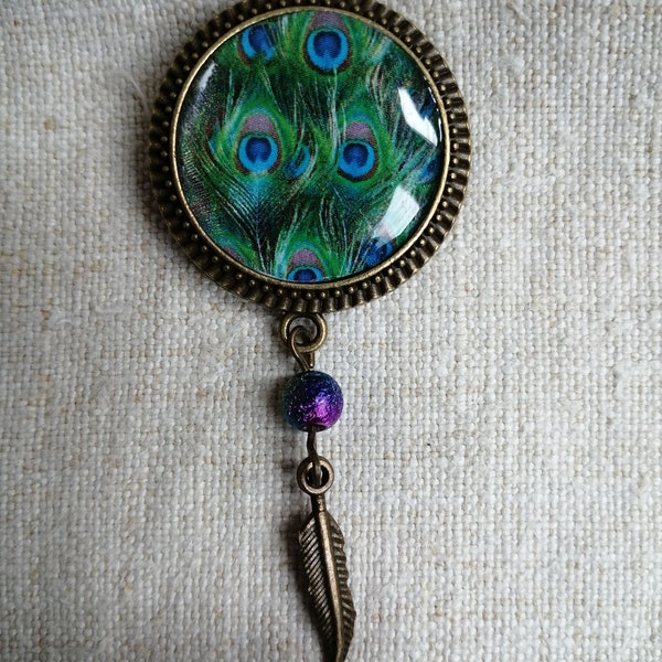 broche "plumes de paon"