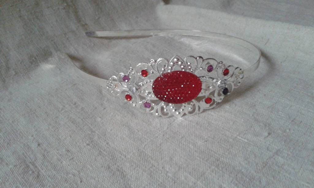 Serre Tête Gros Strass Rouge