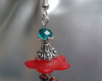 earrings "red flower"