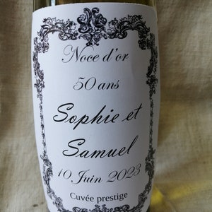 étiquette pour bouteille, pour un anniversaire de mariage, personnalisable