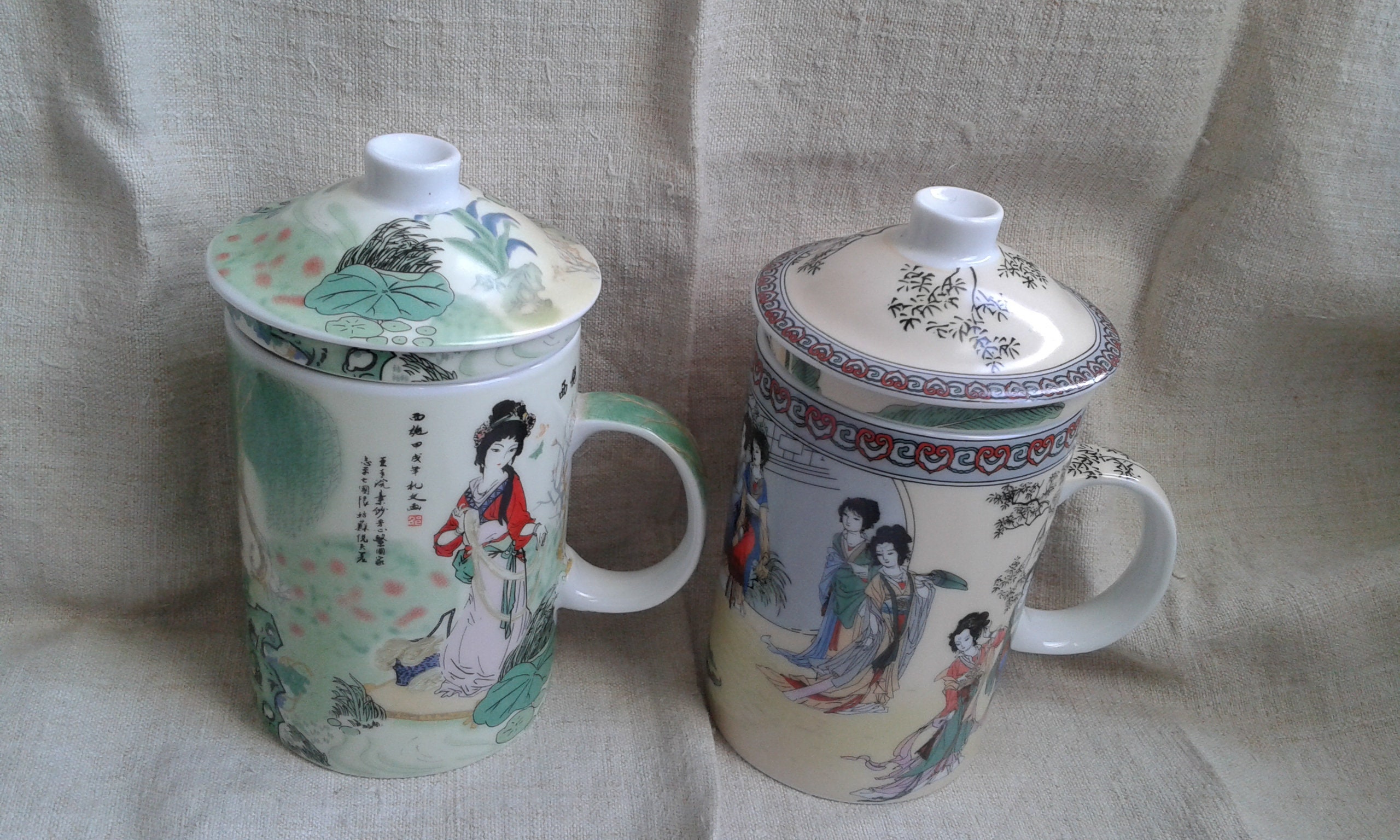 Lot de 2 Tasses à Infuser, Motifs Chinois