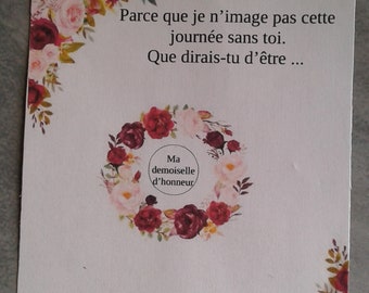 raspadinha, flores cor de vinho, "pedido de menino ou dama de honra", personalizável