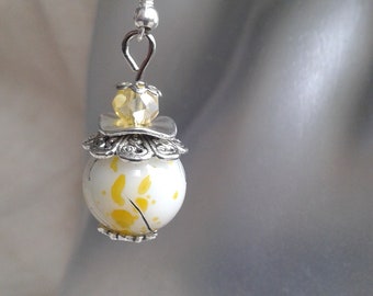 earrings "yellow marbled pearl"