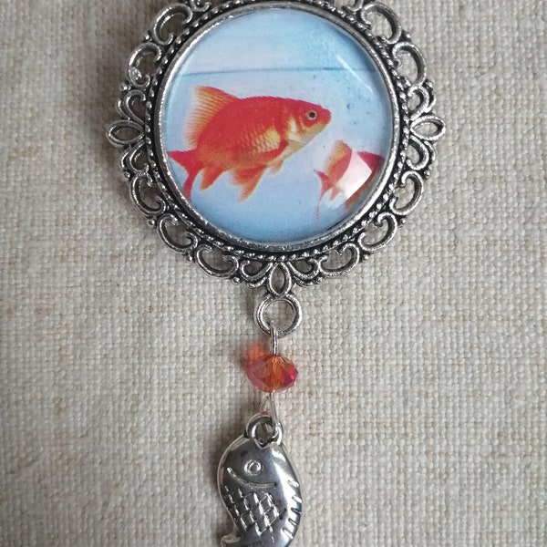 broche "aquarium et poissons rouges"