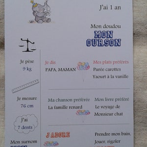 carte anecdotes pour un anniversaire, éléphant garçon, personnalisable