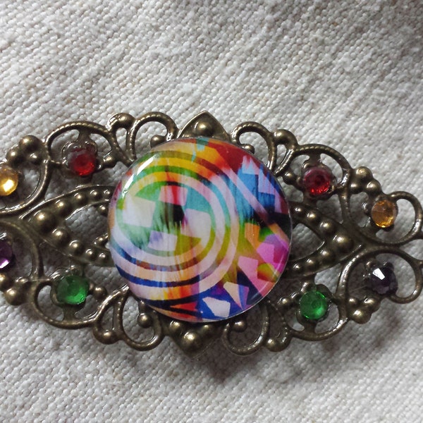 broche "spirale multicolore"