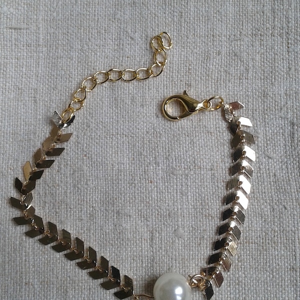 bracelet "chaine épi et perle ivoire"