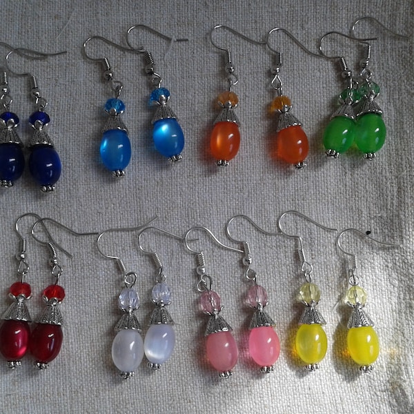 boucles d'oreilles "duo de perles", plusieurs coloris possibles