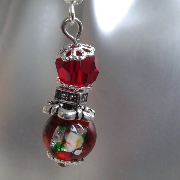 boucles d'oreilles perles rouges