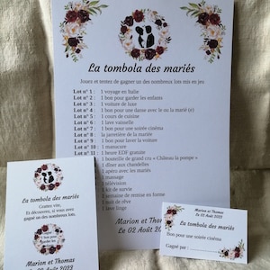 carte à gratter "jeu tombola des mariés", personnalisables,