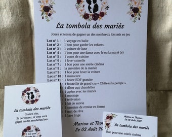 carte à gratter "jeu tombola des mariés", personnalisables,