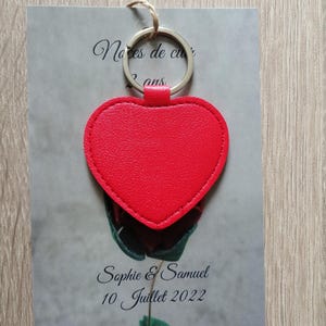carte "noces de cuir" avec porte clé coeur , 4 modèles au choix, personnalisable