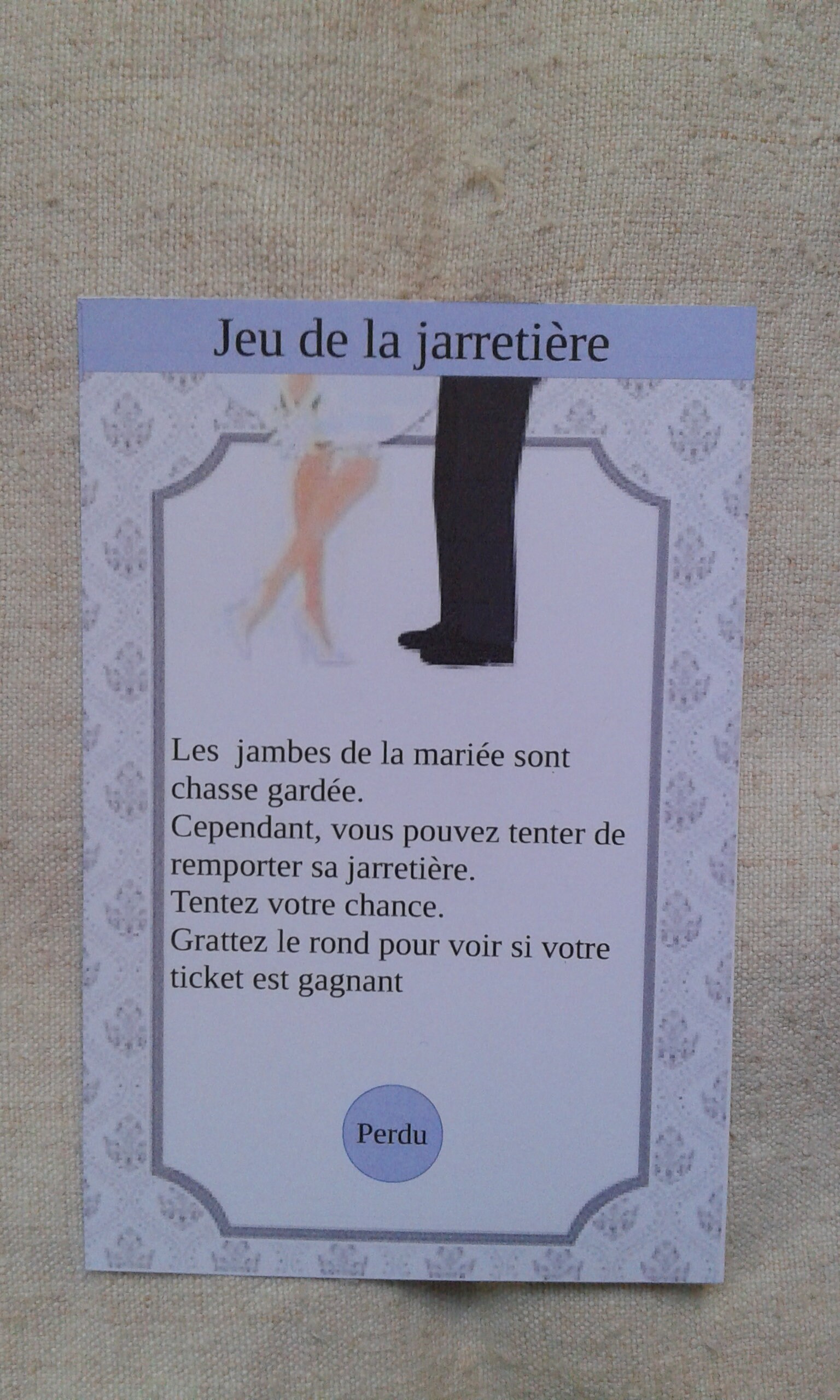 Set of 25 scratch cards "Garter game", mariès model, customizable