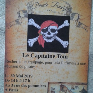 carte invitation anniversaire, modèle pirate", personnalisable