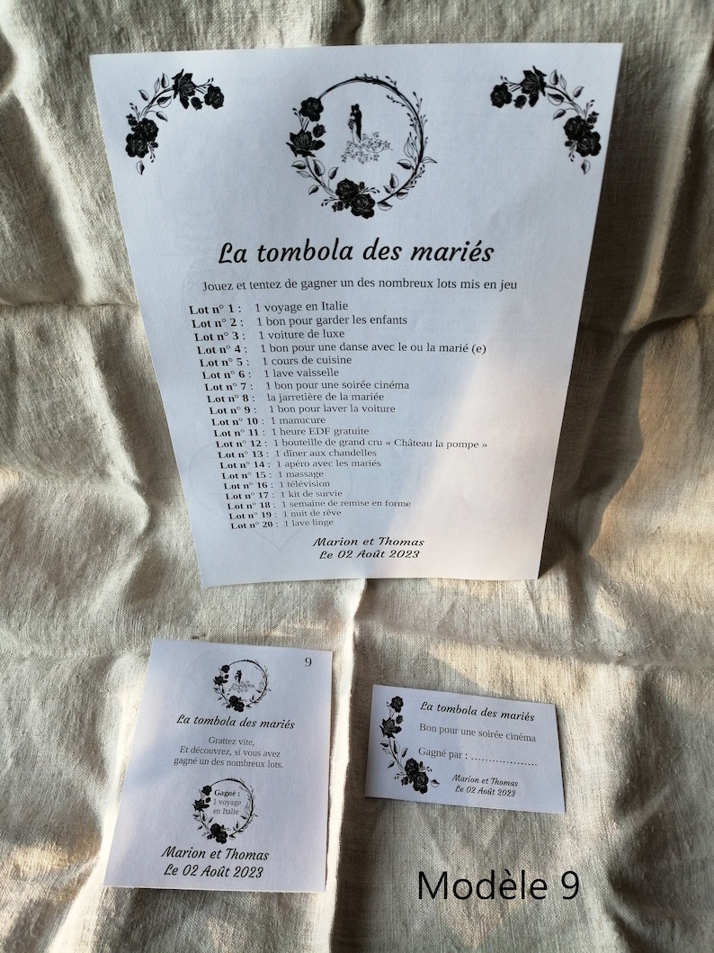 carte à gratter "jeu tombola des mariés", personnalisables, 10 modèles au choix image 9
