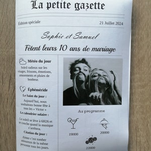 wedding anniversary gazette, customizable