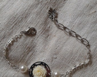 bracelet "estampe et fleur ivoire"