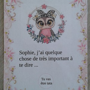 lot de 2 cartes à gratter "tu vas être tata et tonton", personnalisables