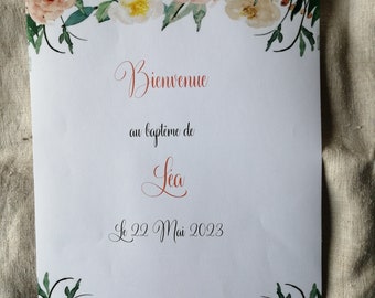 welcome poster for a baptism, customizable, 6 models to choose from