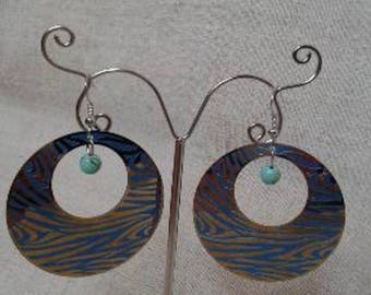 Earrings Creole Blue Zebra