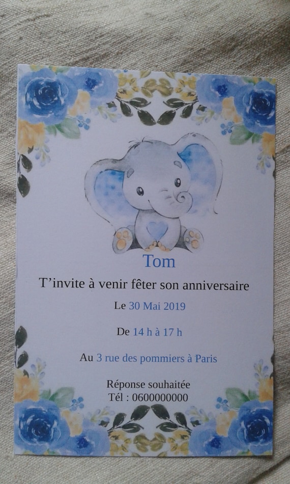 Tarjeta de invitación de cumpleaños modelo de niño elefante - Etsy España
