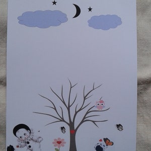 arbre à empreintes pierrot, pour baptême, babyshower, personnalisable