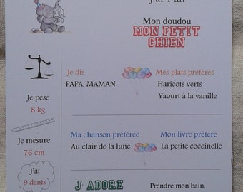 carte anecdotes pour un anniversaire, éléphant fille, personnalisable