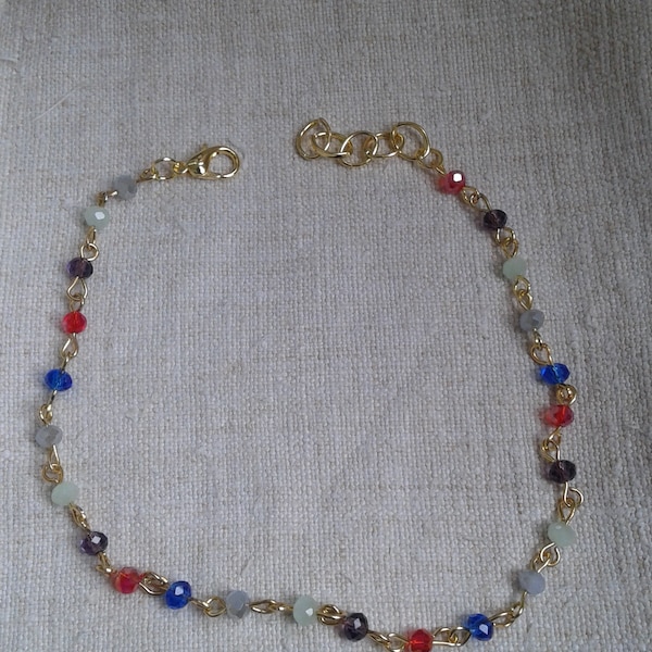 chaine de cheville "perles multicolores"