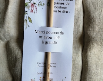 crayon à planter, cadeau de remerciement pour nounou, personnalisable, 4 modèles disponibles