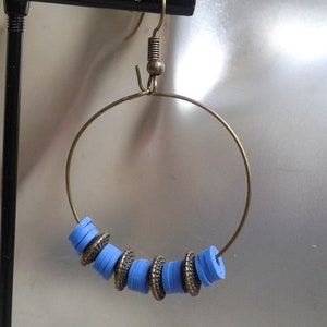 Creole earrings "blue heishi pearls"