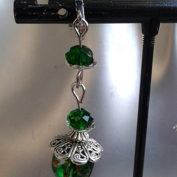 boucles d'oreilles clips "perles vertes"