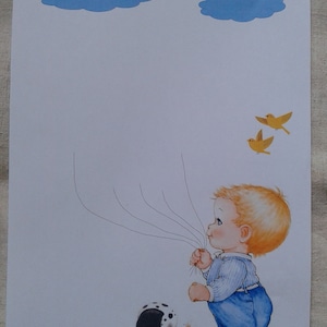 arbre à empreintes, petit garçon blond, pour baptême, babyshower, personnalisable