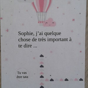 lot de 2 cartes à gratter, annonce "tu vas être tonton ou tata"