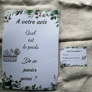 le jeu "du panier garni", personnalisable, 4 modèles au choix