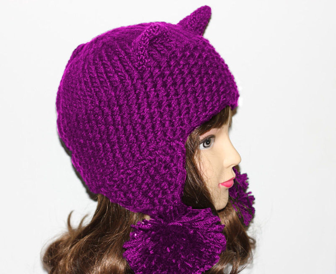 CAT LOVER GIFT Cat Hat Cat Ears Hat Hat Pom Poms Cat Ears Etsy