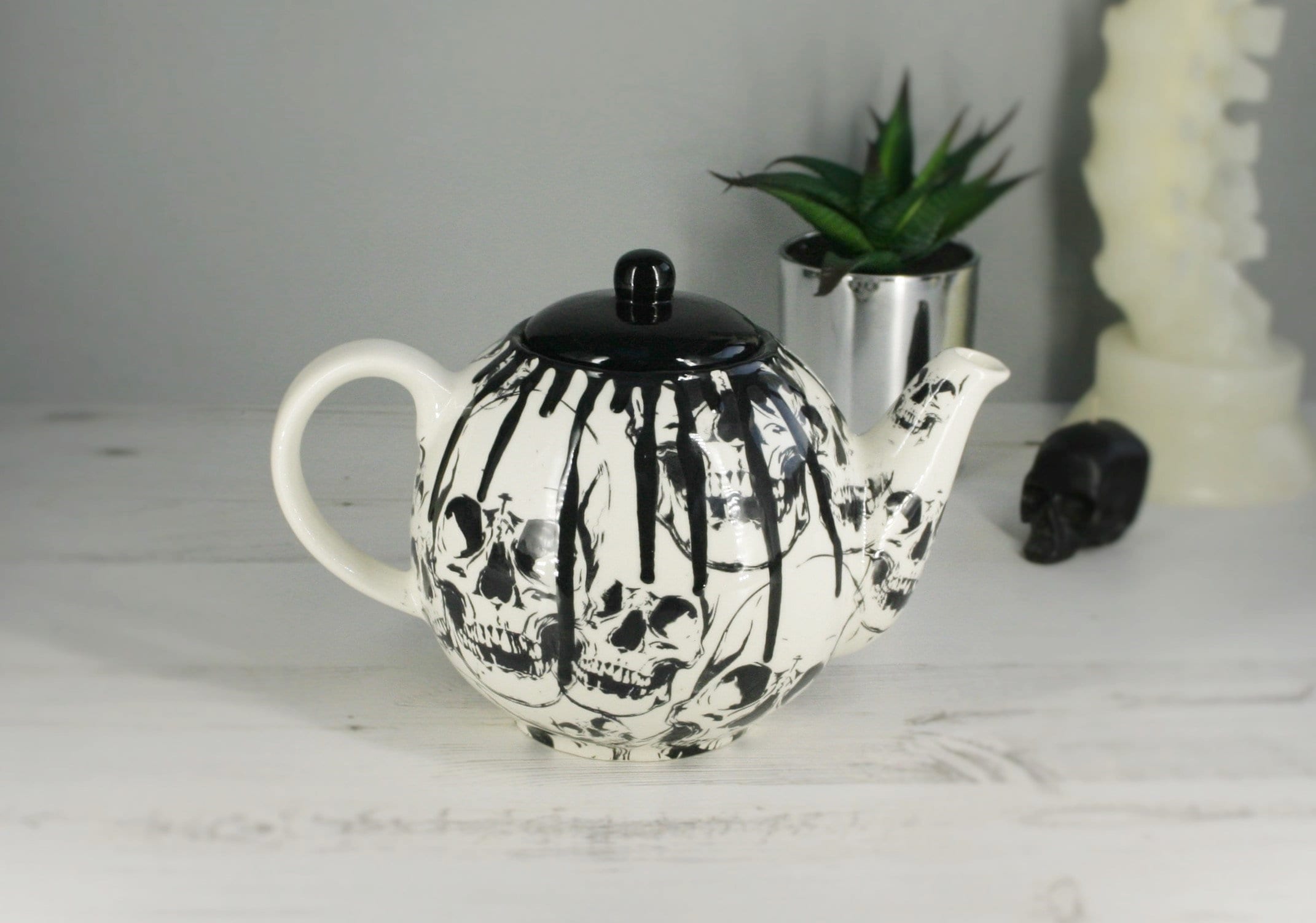 Gothic Skull Teapot Unique Tea Kettle Halloween Ceramic Etsy UK